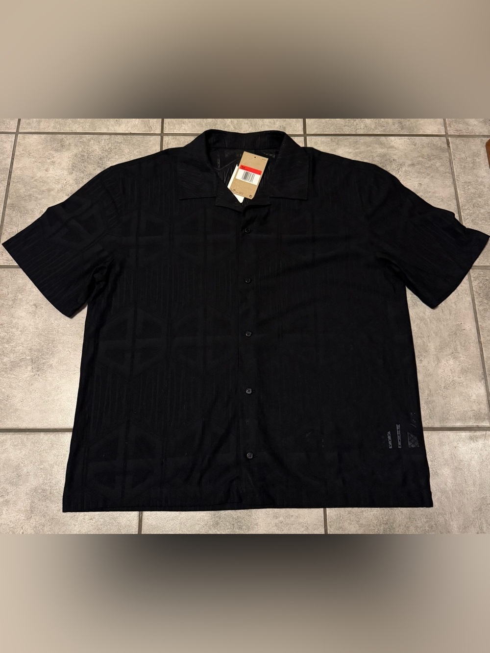 Jordan Flight Jacquard Short Sleeve Button-Up Shirt Loose Fit Size Large NWT